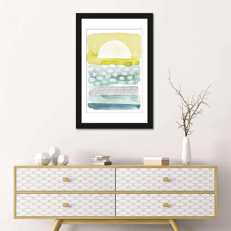 «Sunrise Sea II», reproduction sur toile, H 24 po x l 16 po x P 1 po, Papier beaux-arts encadré noir, Blanc