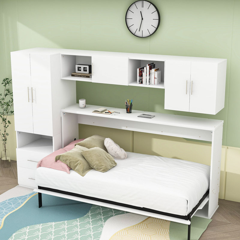 Twin-Size Murphy Bed with Built-in Desk and Storage