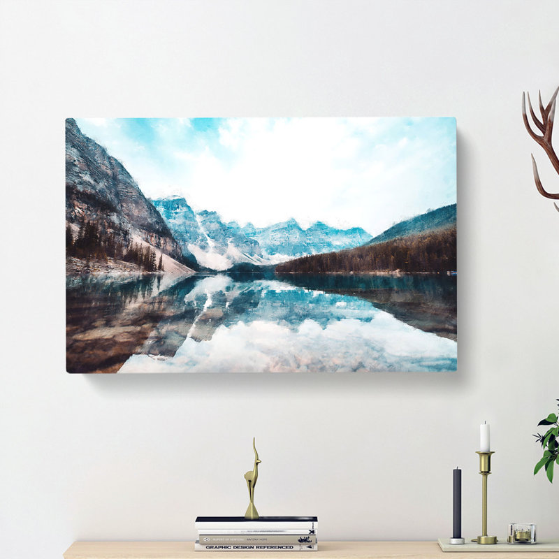 Mountains & Forest By Lake Moraine - Wrapped Canvas, 40cm H x 60cm W x 3cm D