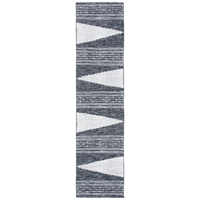 Tapis noir en coton / laine Seren, Tapis de couloir 2 pi 3 po x 9 pi