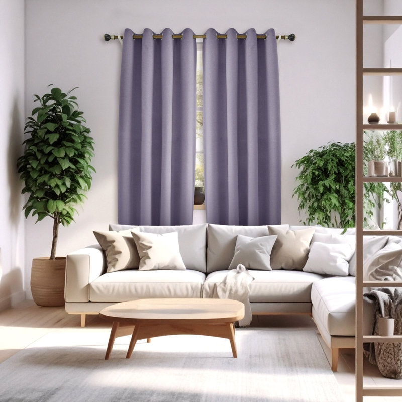 Linen Blend Blackout Curtain Panel Pair, 117cm Width x 137cm Drop, Orange