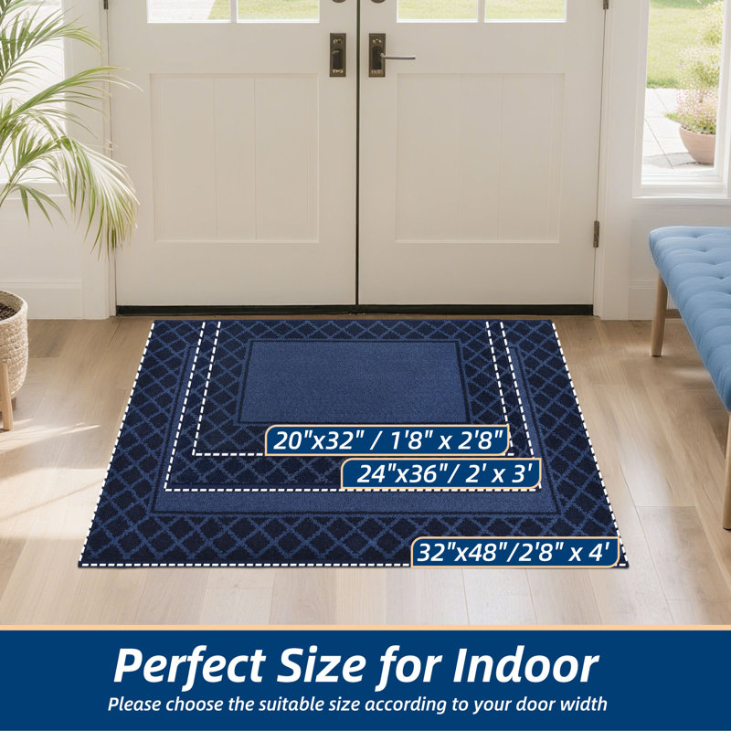 Non-Slip Indoor Doormat, 81.3cm W x 121.9cm L, Navy Blue