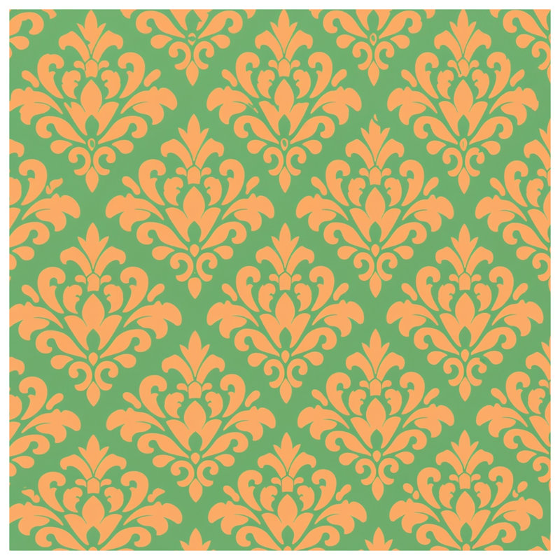 Orange Green Damask Blankets, 60in W x 80in H