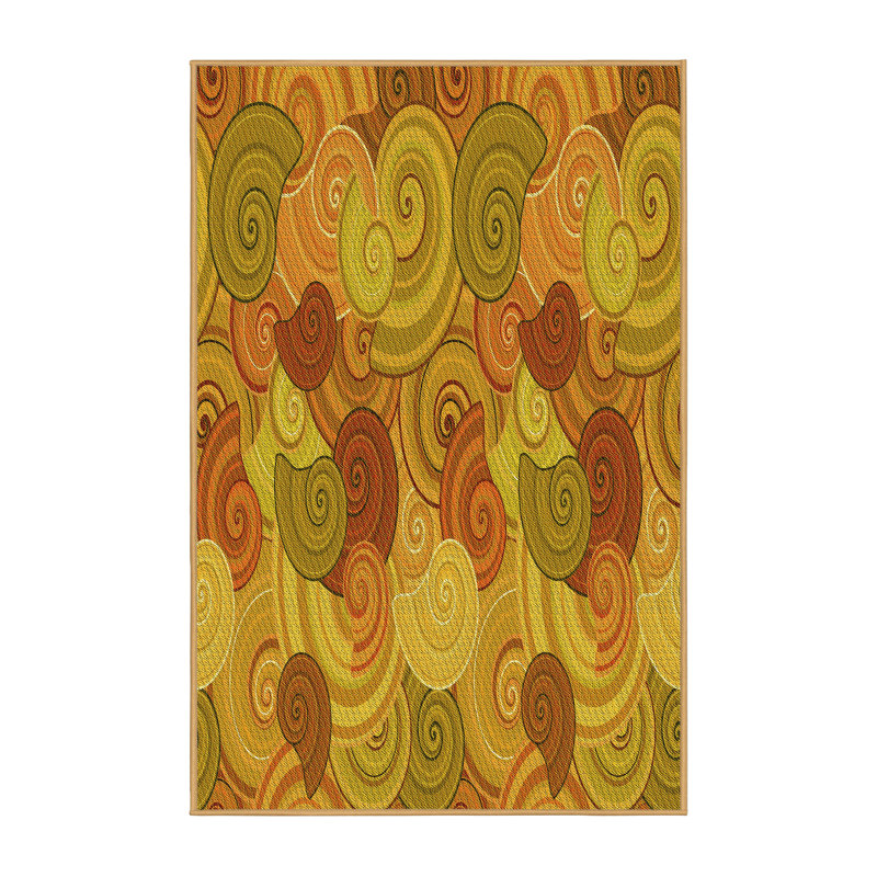 Tapis abstrait jaune / brun / vert, Rectangle 7 pi x 10 pi