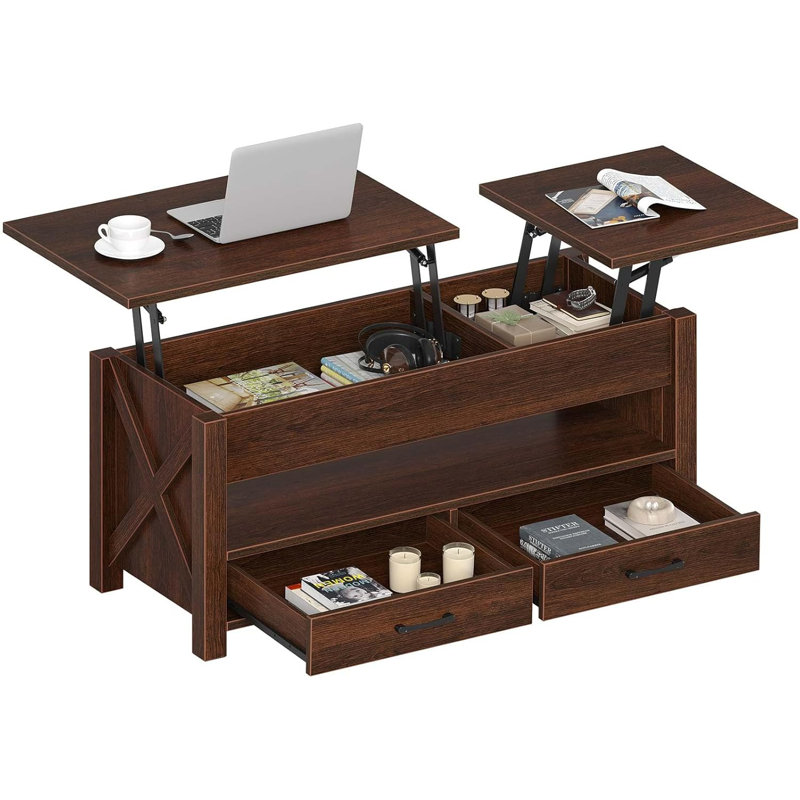 Coffee Table with 2 Storage, Lift Top Coffee Table for Living Room, 18.18" H x 39.3" L x 19.7" W, Espresso