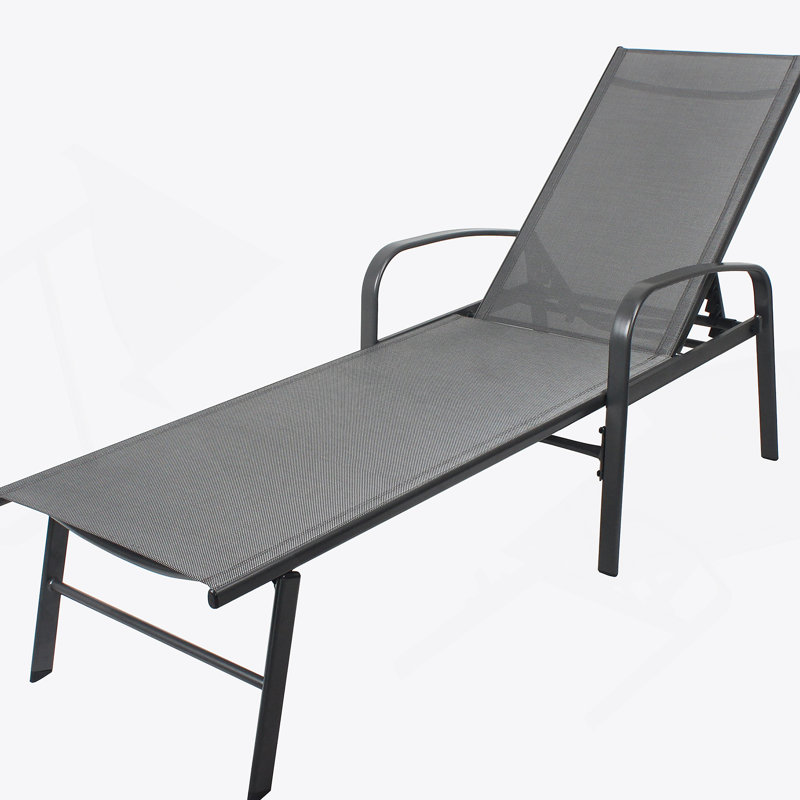 Outdoor Patio Swimming Pool Lounge Gray Color With Pillow, 1