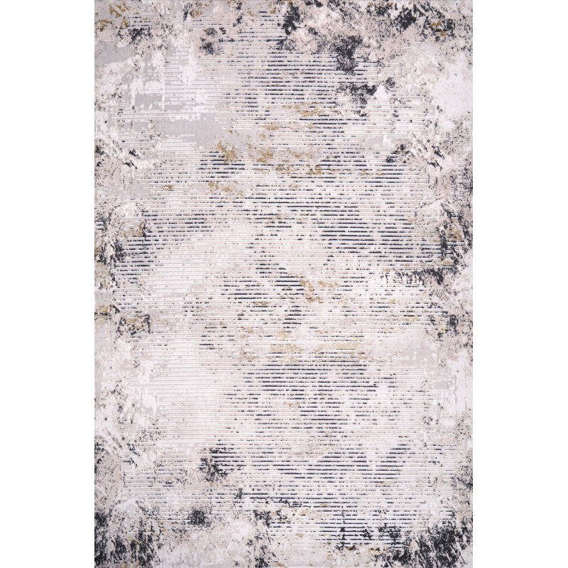 Ruby Weathered Lines Beige Gold Abstract Area Rug, Rectangle 80 x 150 cm