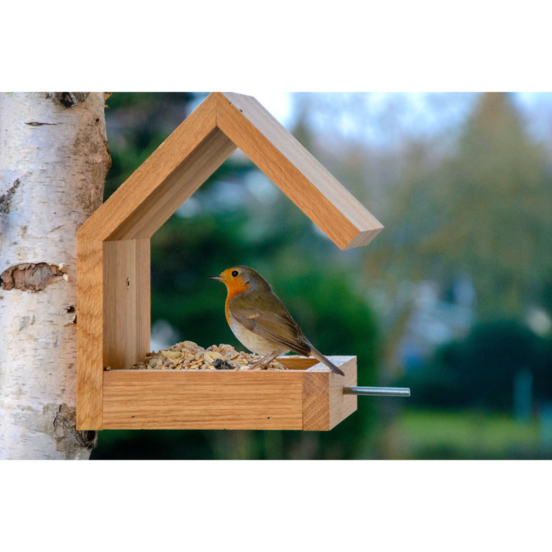 Olvera Wood Hanging Tray Bird Feeder