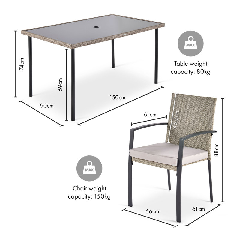 Alba 6 Person Garden Dining Table and Chairs Set