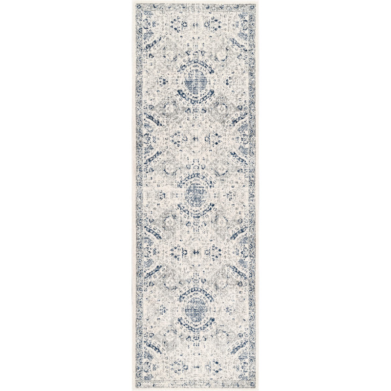 Tapis bleu performance Kristine, Tapis de couloir 2 pi 6 po x 6 pi