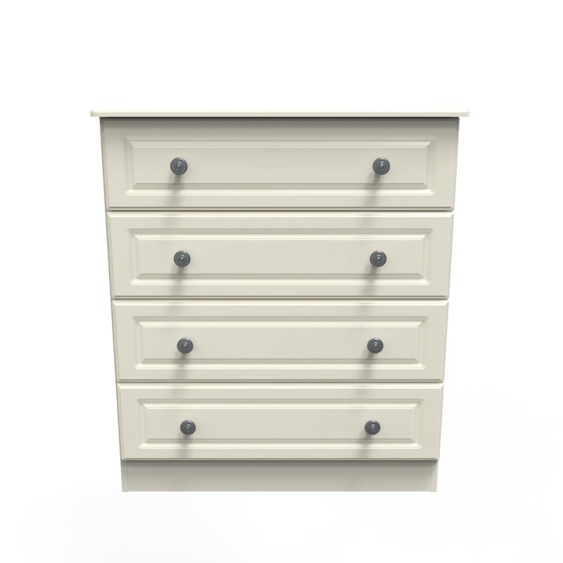 Fully Assembled Argyle 4 Drawer 76.5Cm W Chest Of Drawers, Cream