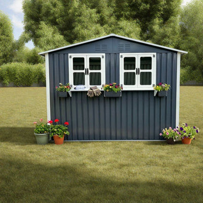 Remises spacieuses, remise de jardin moderne en métal de 6 pi x 9 pi pour la cour arrière
