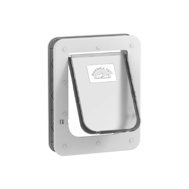 Small White Polycarbonate Pet Door with Lock for Cats and Dogs