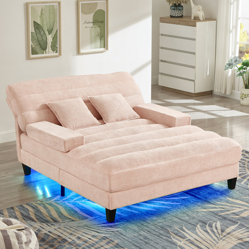 Salon moderne réglable réglable en chenille avec éclairage à DEL pour le salon, Pink