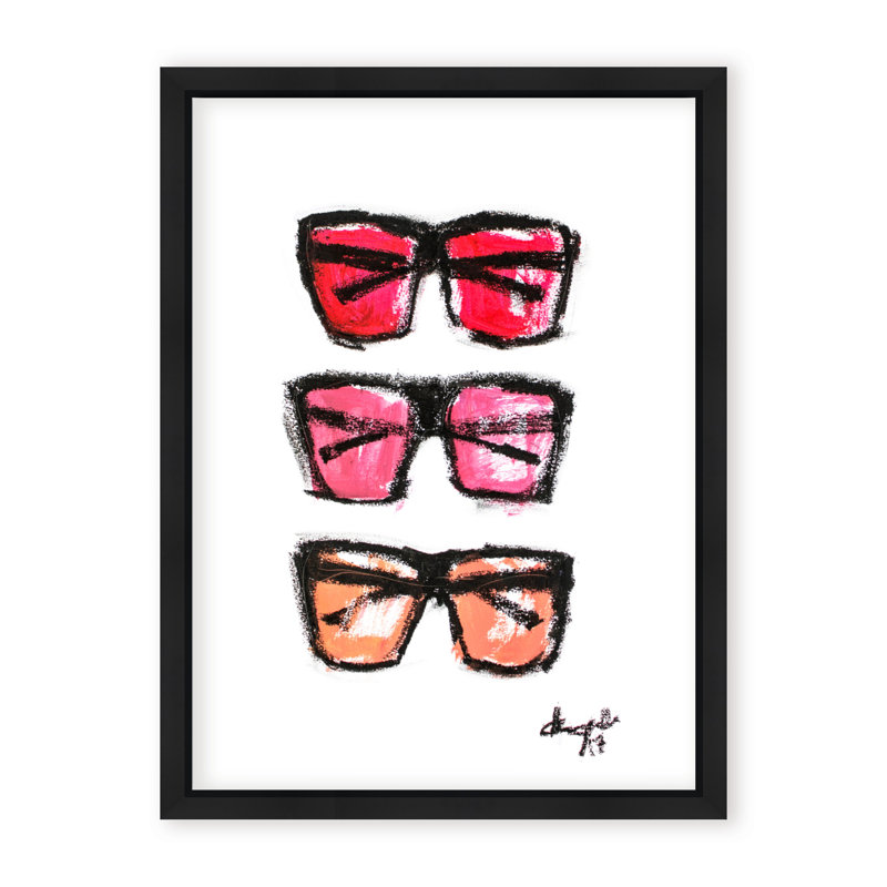 'Sunnies' Framed Print Wall Art, 16" H x 12" W x 2.375" D, Framed Canvas, Black