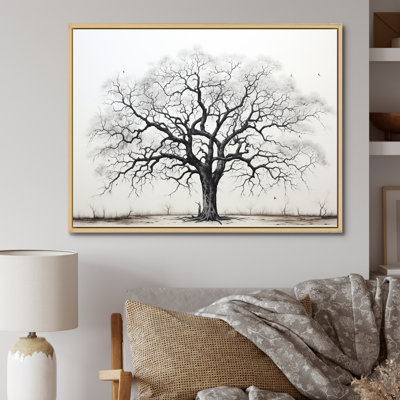Minimalisme, arbres en chêne noir et blanc II, art mural sur toile de chêne