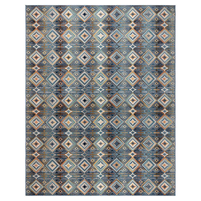 Marsetta Dara Blue Multicolor Bohemian Moroccan Polypropylene Machine Woven Indoor Outdoor All Weather Area Rug