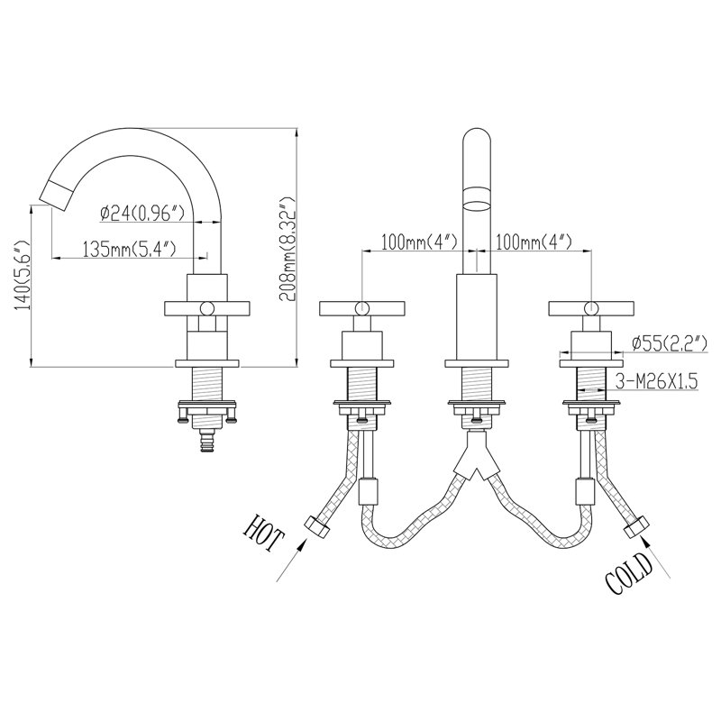 Widespread 2-handle Bathroom Faucet