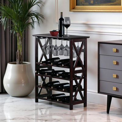 Bathurst 24 Bottle Wine Bottle & Glass Rack in Espresso