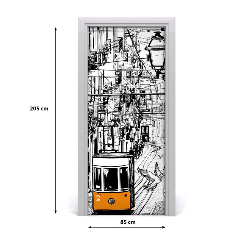 Tram In Lisbon Door Decal