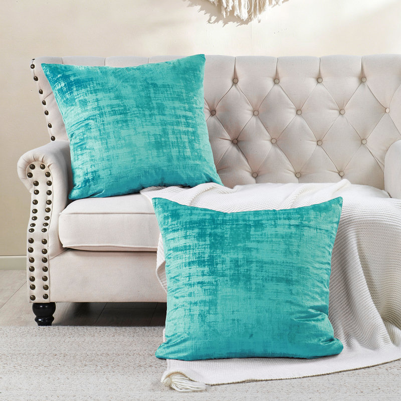 Textured Velvet Euro Reversible Pillow Cover, North Sea