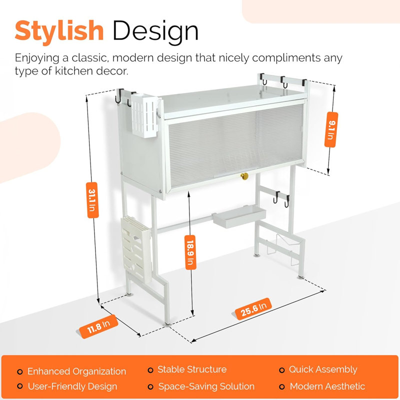 Adjustable Over The Sink Dish Rack, White