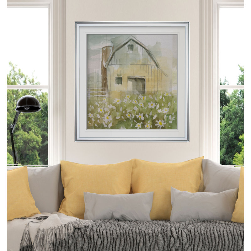 Daisy Barn - reproduction d'art, H 16 po x l 16 po x P 1,5 po, Cadre argenté