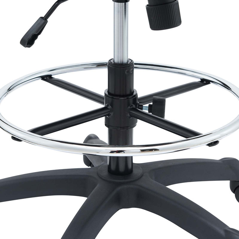Modway Veer Drafting Chair - Reception Desk Chair - Flip-Up Arm Drafting Chair, Black