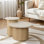 Ensemble de 2 tables basses rondes avec dessus en faux travertin