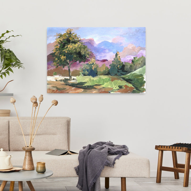 «Pastel Cloudscape Tree Colorful Peaceful Serene Landscape Nature», art mural, H 36 po x l 24 po