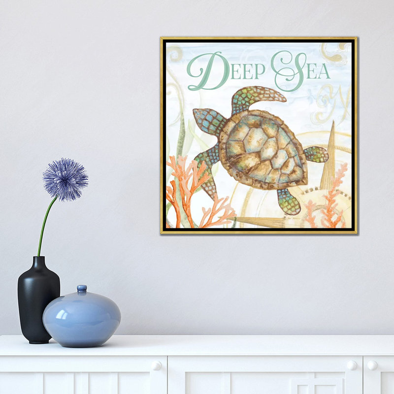 «Deep Sea» par Janice Gaynor - reproduction imprimée, H 18 po x l 18 po x 1,5 po, Non mat, Toile avec cadre or