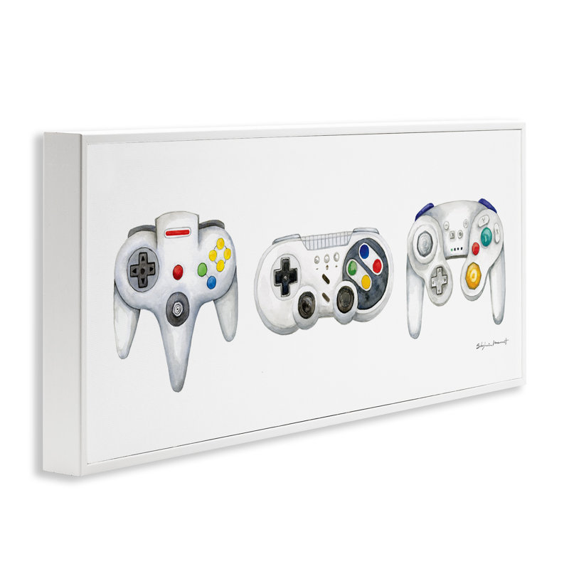 «Vintage Video Game Controllers» par Stephanie Workman Marrott - impression, H 10 po x l 24 po