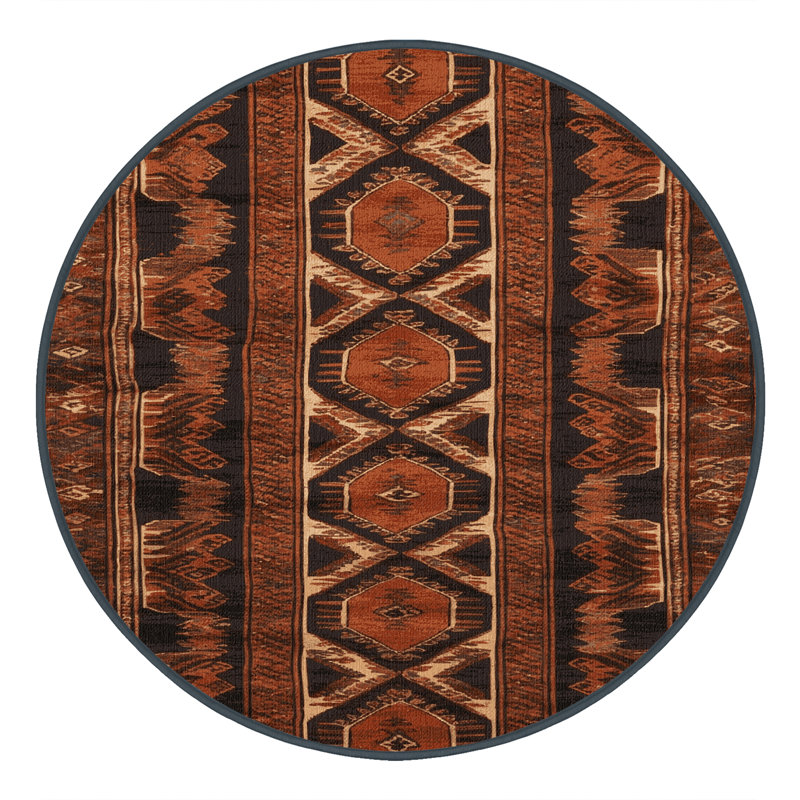 Tapis brun turc lavable à la machine, Rond 6 pi