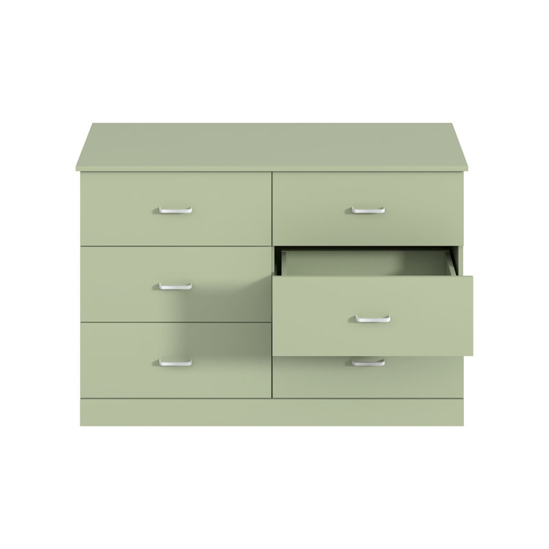 Commode double à 6 tiroirs Allyannah, Vert sauge