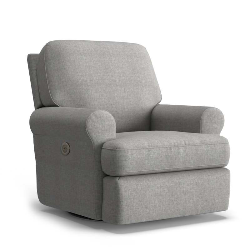 Aubry Upholstered Swivel Reclining Glider, Dove Grey Performance