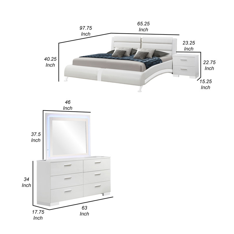 Ensemble de chambre à coucher 4 pièces Zor, Grand lit