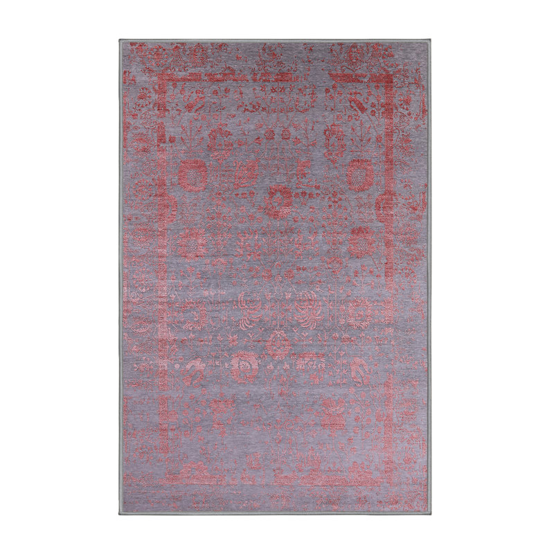Tapis oriental rouge / gris Hockaday, Rectangle 4 pi x 6 pi