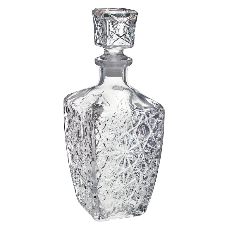 Victorian Cut Glass Whiskey Decanter Set with Six Glasses