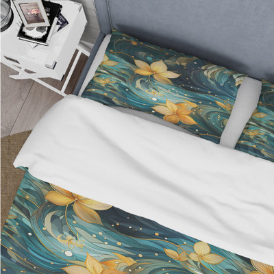 Inner Harmony Exploration Mediation III- Floral Duvet Cover Set - Microfiber Polyester