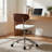 Mid Century Modern Desk Chair With Wood Back, Adjustable Height Swivel Office Chair, Ergonomic Beige Fabric Upholstered Task Chair With Wheels, Retro Style For Study & Computer Room-763177063