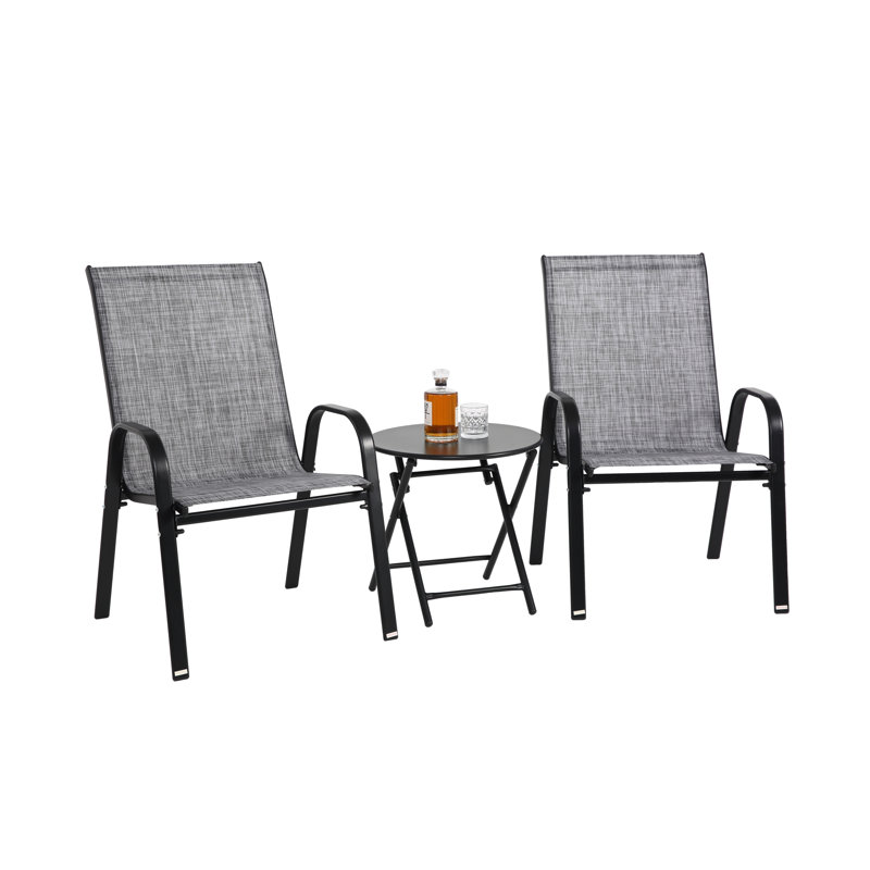 3 Piece Patio Set, Gray