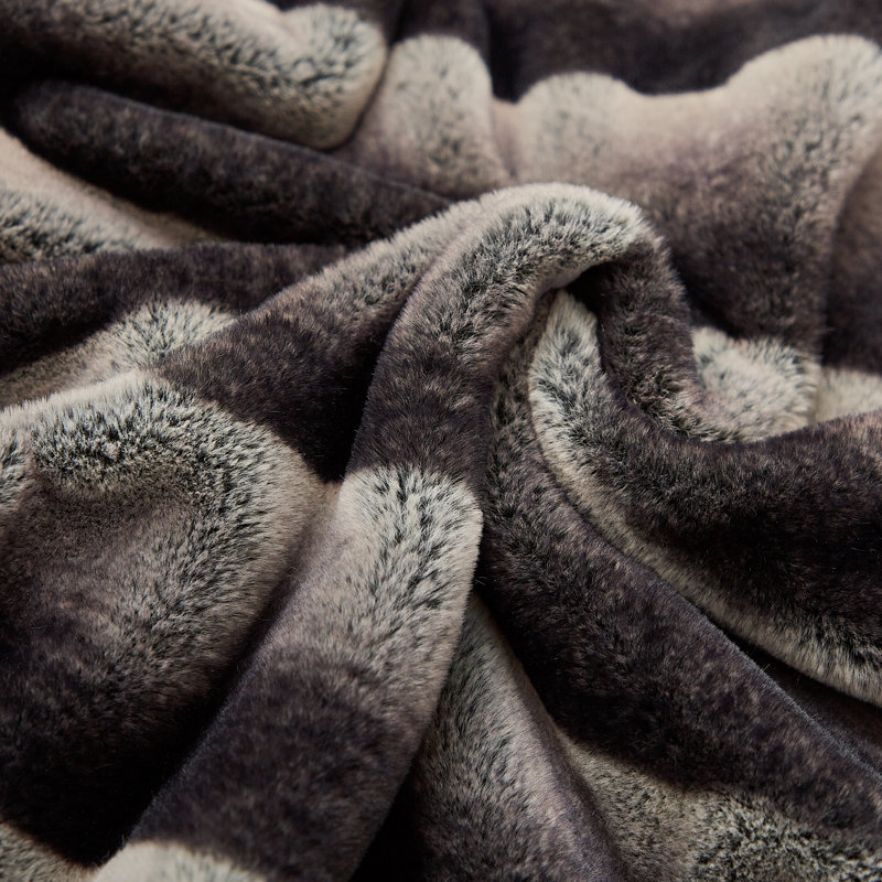 Housse de coussin de lecture en fausse fourrure à imprimé diy DIY, Meru rayé gris