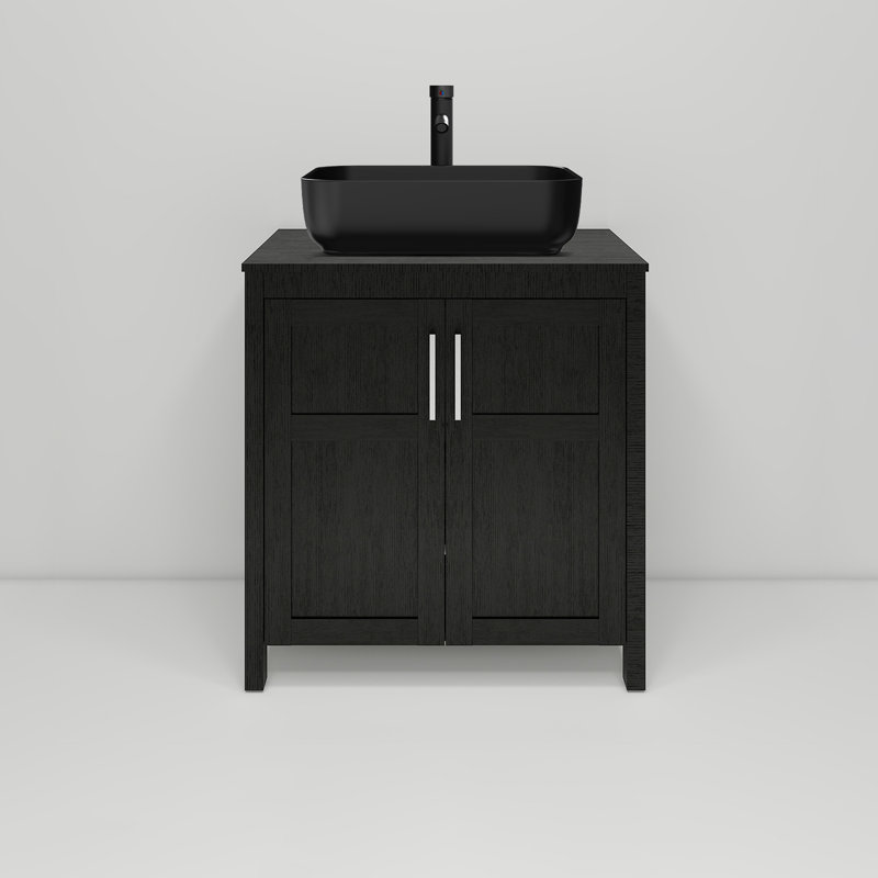30" Free-Standing Modern Single Bathroom Vanity With Sink, Black