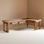 Bureau moderne en L en bois massif avec tiroirs-378592095