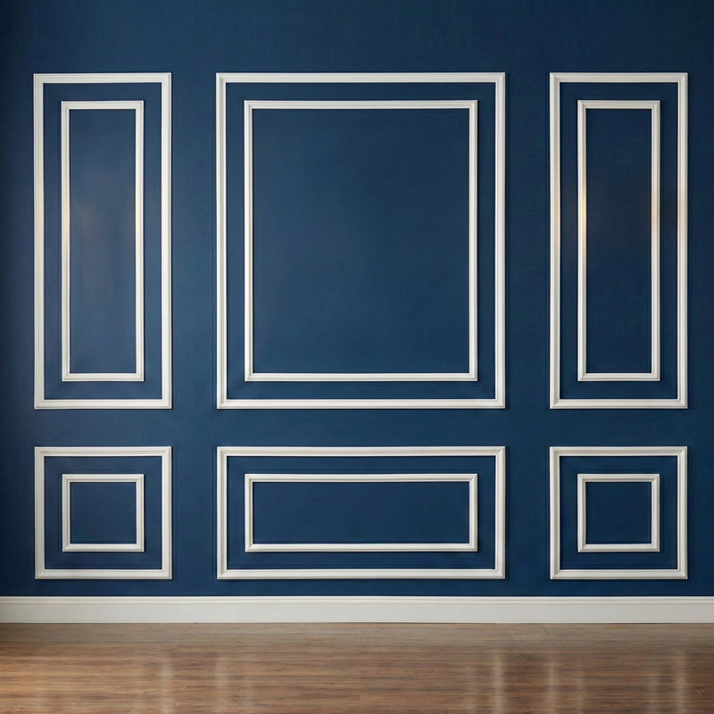 Pre-Cut Wall Molding Kit – 6-Frame Layered Wainscoting Panel Set - Paintable PS Wall Trim for Full Wall Accent, DIY Decor For Living Room, Bedroom, or Dining Room，Adhesive Installation