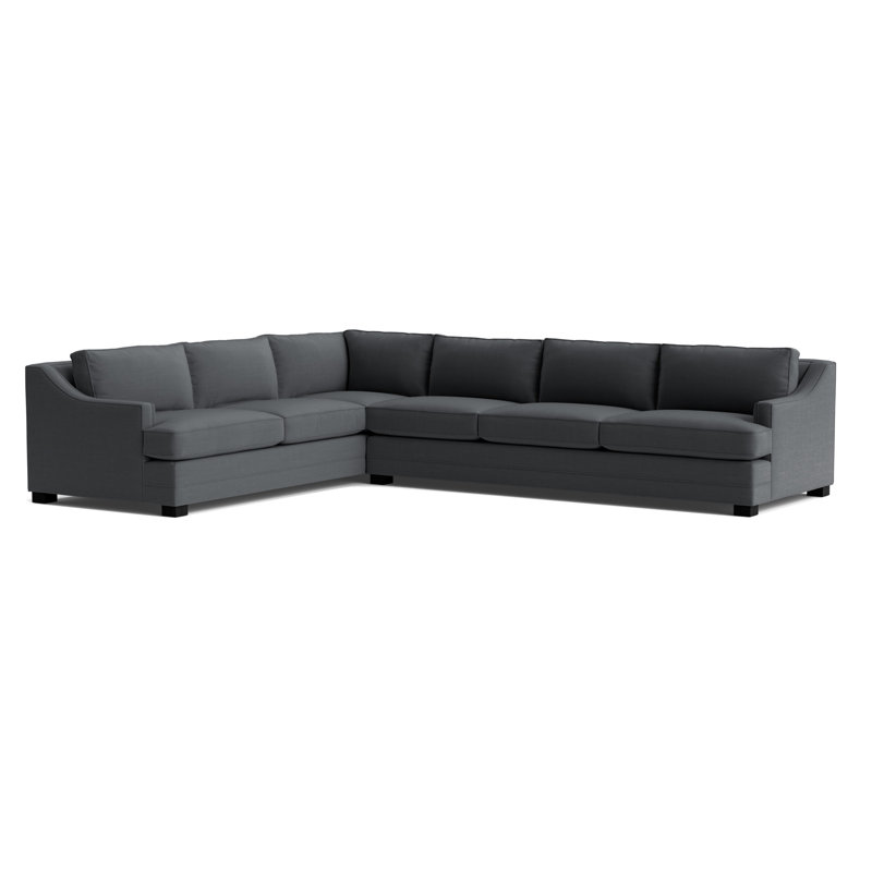 Keaton Slope Arm Without Nails Right Arm Sectional, Performance Linen - Charcoal, Black