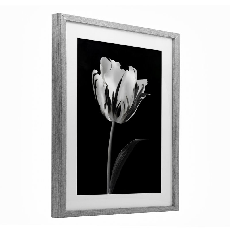 "Modern Flower Stark", impression par CAD Designs, Cadre de ferme gris, H 21 po x l 17 po