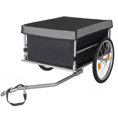 Remorque pliable de vélo-cargaison de vélo avec roues de 20 po, housse amovible, cadre à dégagement rapide, chariot à vélo, remorque de chariot à vélo pour les bagages, outils, produits d'épicerie. Noir + gris