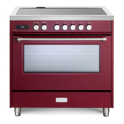 Cuisinière à induction Verona Ultima Series de 36 pouces à four unique avec 5 éléments à induction (bordeaux)