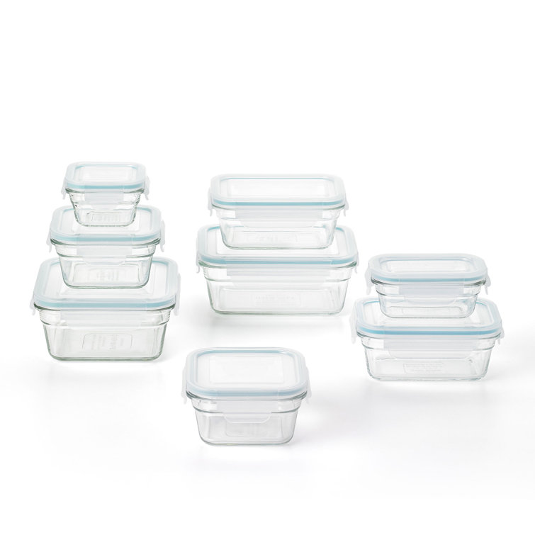 Glasslock] 30oz/900ml Square Food Storage Containers, 8-Pcs Set